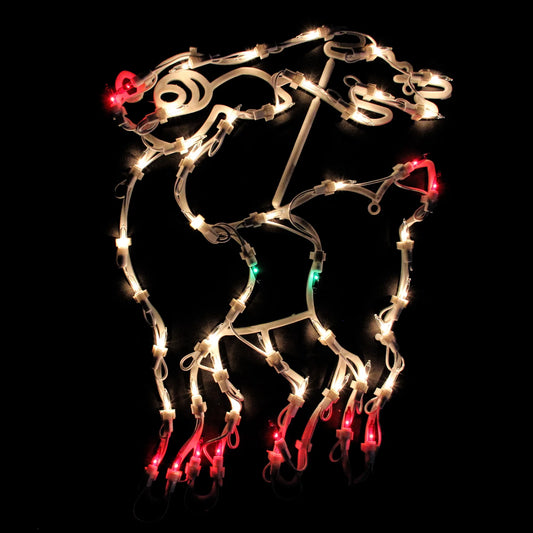 Lighted Reindeer Christmas Window Silhouette - 18" - White - Multicolor Lights