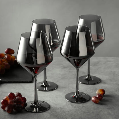 4-Pack Angled Wine Glass Set in Smoke Finish