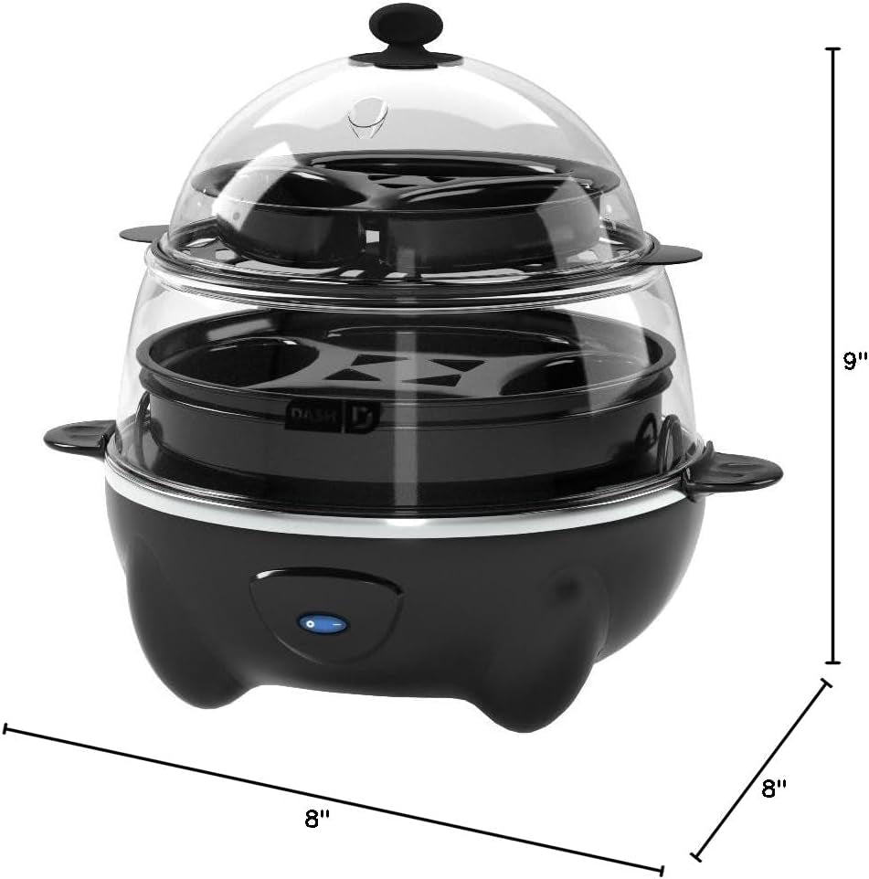 Deluxe Rapid Egg Cooker Electric for Hard Boiled, Poached, Scrambled, Omelets, Steamed Vegetables, Seafood, Dumplings & More, 12 Capacity, with Auto Shut off Feature, Black